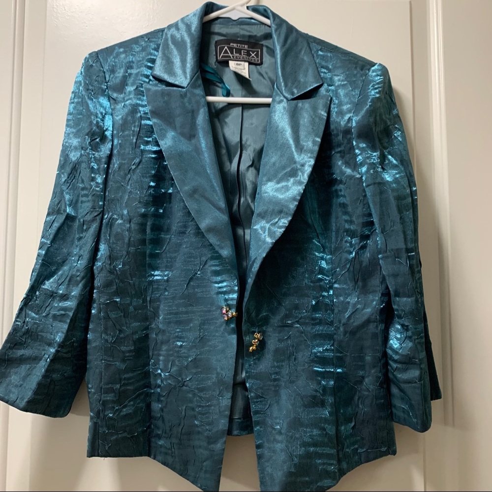 Alex Evenings size 8P blue jacket made in NYC